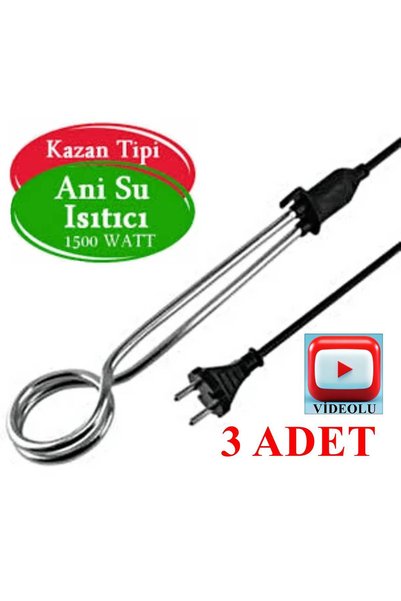TAN EXPRESS Daldırmalı Su Isıtıcısı Kazan Tipi Elektrikli Su Isıtıcı 1500 Watt 3 Adet (VİDEOLU ÜRÜN)