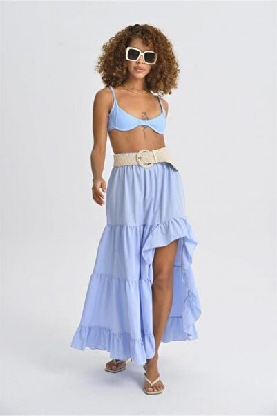 Adora Moda Audrey Frilly Slit Detail Skirt 4037