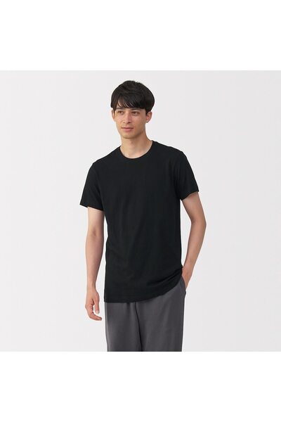 Muji Side Seamless Cotton Crew Neck Short Sleeve T-Shirt