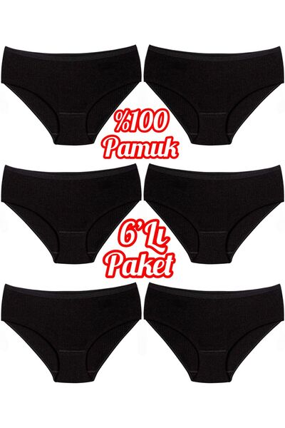 Özten Συσκευασία 6 τεμαχίων 100% βαμβακερό ριγέ ψηλόμεσο γυναικείο εσώρουχο O...