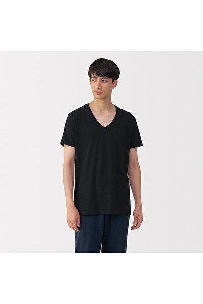 Muji Side Seamless Cotton V Neck Short Sleeve T-Shirt