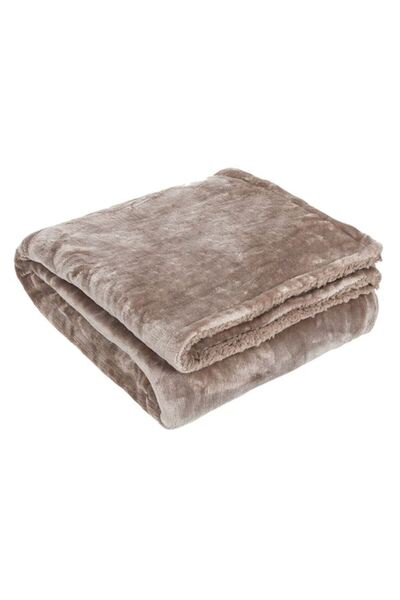 DavidaHome Soft, velvety, double-sided blanket, faux fur, 160 x 130 cm, brown