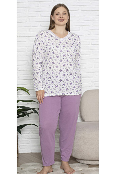 embody Set de pijama confortabil pentru femei, mărime mare, din bumbac, cu bl...