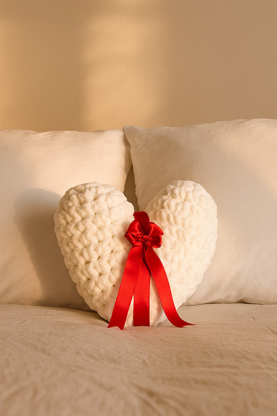 NURDAY Romantic Heart Pillow - Valentine's Day Heart Pillow - Modern and Elegant for Gift and Decoration 35X35