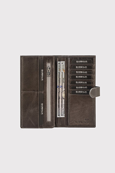 LUCCACCI Albert Genuine Leather Crazy Gray Unisex Wallet with RFID Blocking Phone Compartment