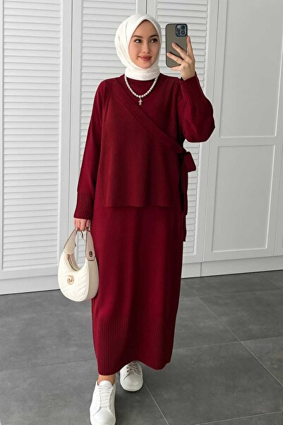 AXXAN Knitted Dress with Side Tie and Vest 2 Piece Vest and Dress Standard Size