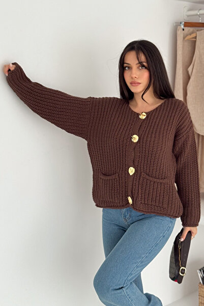 Noa Noa Дамски плетен кардиган със златни копчета – елегантен и винтидж стил