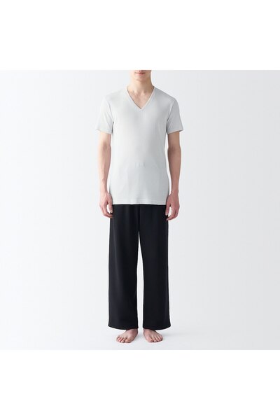 Muji Moisture Wicking Cotton V Neck Short Sleeve T-Shirt