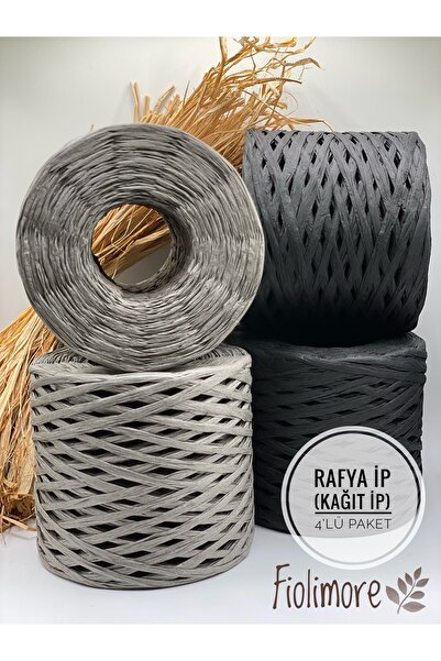 Fiolimore 4`lü Paket Rafya (800 GRAM) Kağıt Ip Çanta Ipi Şapka Ipi Terlik Ipi...