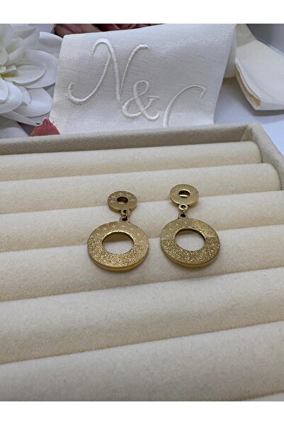 NUCA CO أقراط من الفولاذ على شكل حلقة بلون ذهبي كريستالي لامع