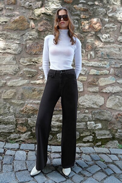 VAGGON Women's Bitter Brown 5-Pocket High Waist Palazzo Jeans Vs01204