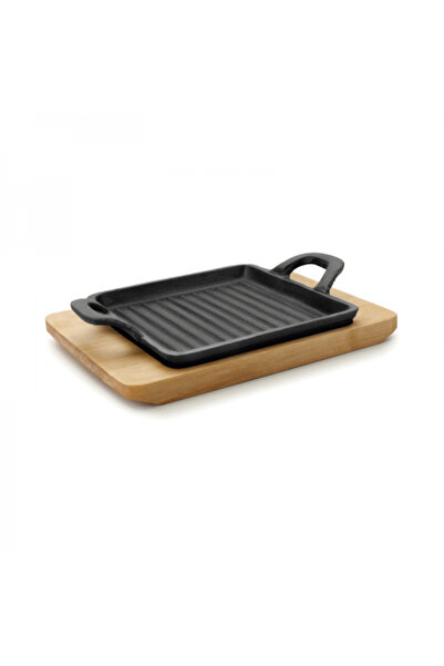 Lacor Tigaie grill din fontă rezistentă la căldură, Mini Magma, cu suport din...