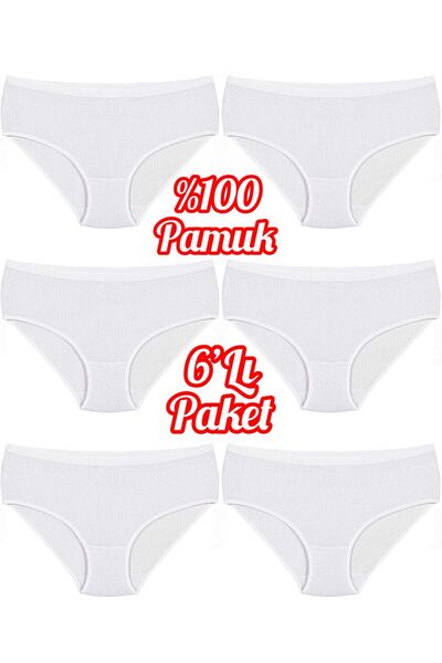 Özten Pachet de 6 chiloți Bato pentru femei, 100% bumbac, cu dungi talie înal...