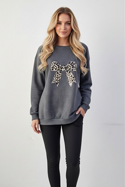 blackbonds Hanorac de bază pentru femei, cu imprimeu și guler tip crewneck