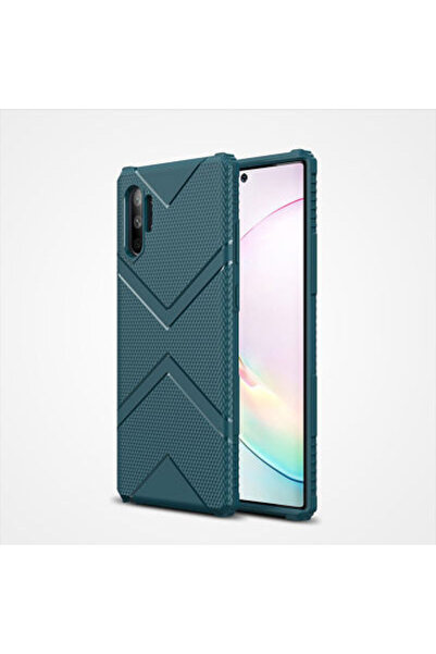 Paladyum Case Samsung Galaxy Note 10 Plus Uyumlu Desenli Antishock Yeşil Silikon Kapak