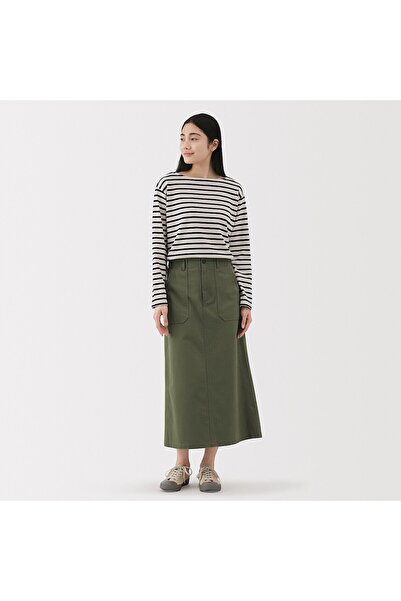 Muji Washed Herringbone Baker Straight Skirt