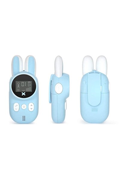VALA Set of 2 walkie-talkies for children, antenna and flashlight, range 3 km, LCD display, blue