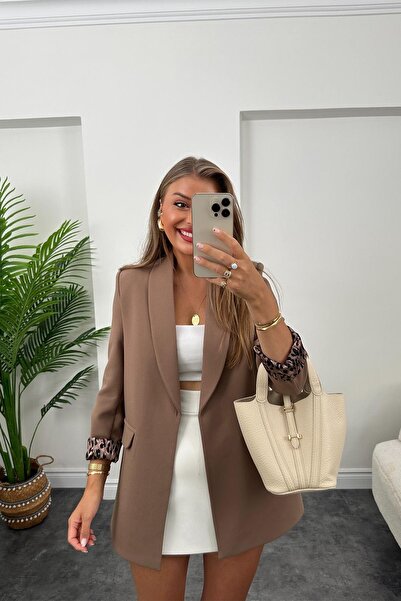 Lady Pixie Жіночий блейзер з підкладкою з леопардовим принтом