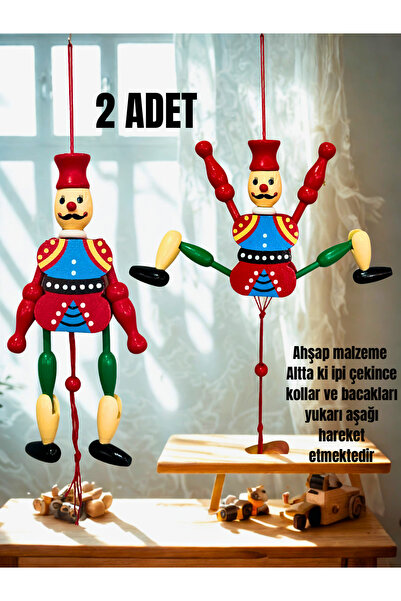 Home 2 ADET Nostaljik Ahşap Kurşun Asker ,Eğitici Hareketli Kukla,Koleksiyonluk Ahşap Oyuncak