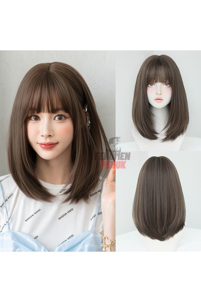 Fenomen Peruk Kumral Düz Yeni Sezon Kısa Vip Peruk