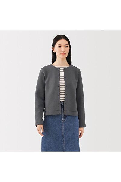 Muji Double Knitted Crew Neck Sweat Cardigan