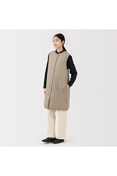 Muji Light Weight Down Pocketable Collarless Long Vest