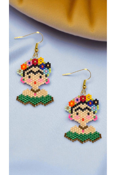 SEARD Miyuki Boncuk El Yapımı Frida Kahlo Küpe