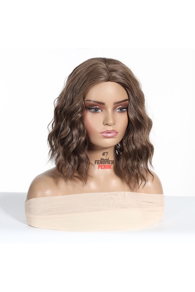Fenomen Peruk Rus Kumralı Mat Perçemsiz Dalgalı Peruk - Gerçek Saç Dokusunda
