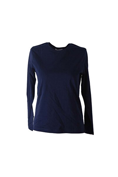 trender Long Sleeve Basic Navy Blue Women's Blouse 26Kst8000001