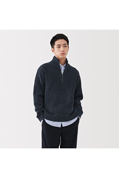 Muji Mid-Gauge Wool Half Zip Sweater