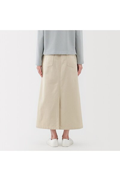 Muji Washed Herringbone Baker Straight Skirt
