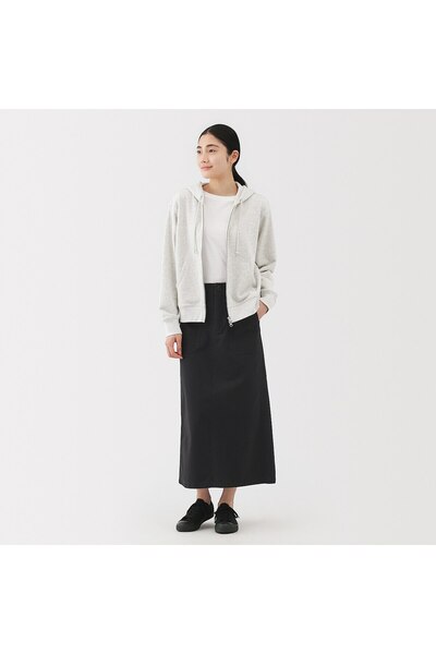 Muji Washed Herringbone Baker Straight Skirt