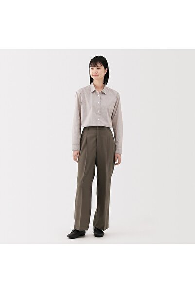 Muji Water Repellent Stretch Pleated Straight Pants