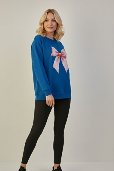 KOZİA OUTDOORS Hanorac oversize pentru femei, cu decolteu rotund și aplicație...