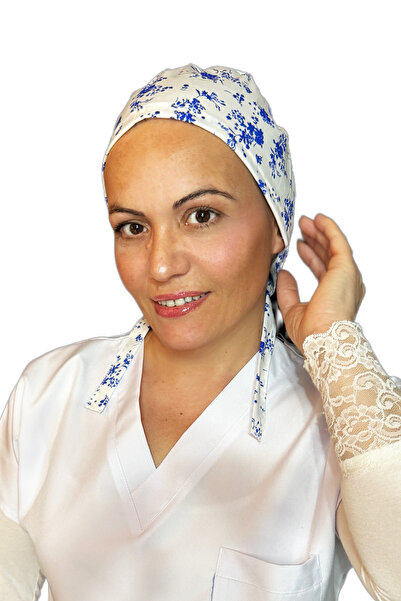 ÇİMEN BUTİK Pamuklu Poplin Cerrahi Bone Çiçek Desenli ve Ayarlanabilir | Hast...