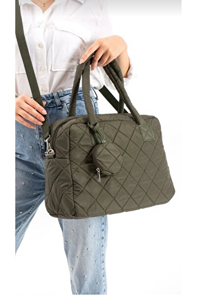 themoiss حقيبة كتف كبيرة الحجم ناعمة الملمس باللون الأخضر الكاكي للاستخدام ال...