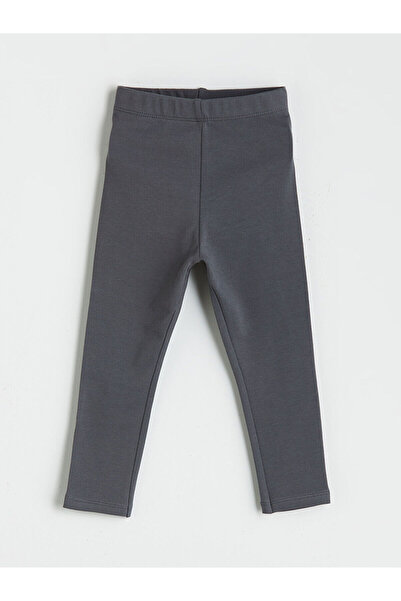 LC Waikiki Nevavm Lcw Eco Gray Plain Narrow & Slim Elastic Waist Girls' Leggi...