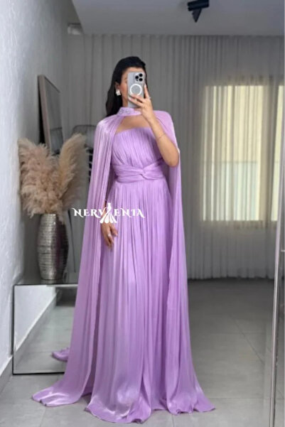 narvenia فستان لافندر كرنكل مع الكاب