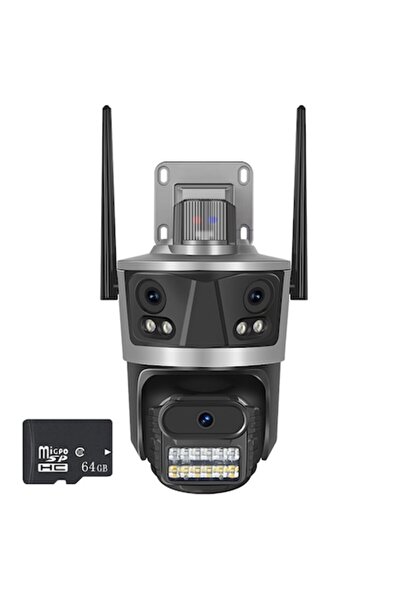 OptimStar Cameră de supraveghere, IP WIFI, 8MP, 3 camere, card de 64GB, Ultra HD 4K, urmărire automată, exterior