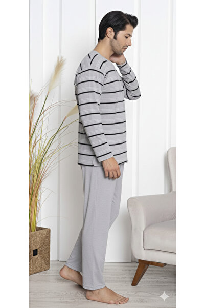 embody Men's cotton long pyjamas, men's cotton long pyjamas, batal large size grey 16184