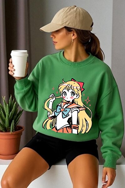 ArtYus Унисекс дълъг ръкав Moon Warrior трансфер печат велосипедна яка суитшърт