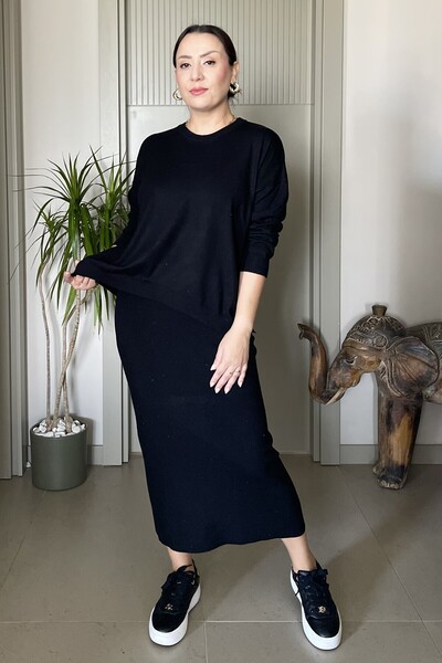Butik Didem Sakinci Extra Soft Lycra Glitter Skirt Sweater Knitwear Set