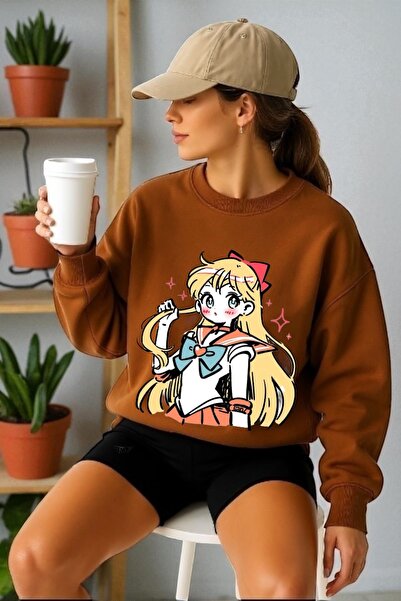 ArtYus Φούτερ Unisex με μακρύ μανίκι Moon Warrior Transfer με τύπωμα με λαιμό...