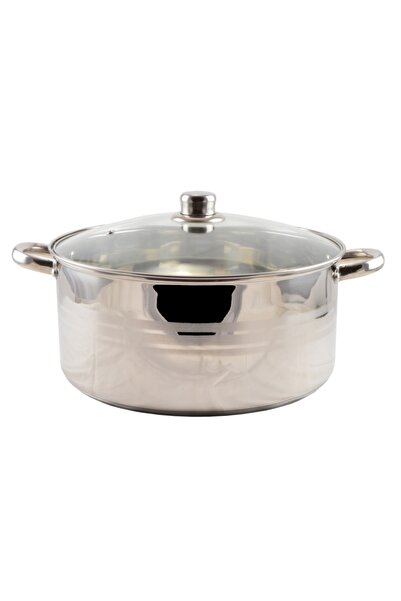 Perfect Home Cratiță din oțel inoxidabil cu capac de sticlă 10,5 l