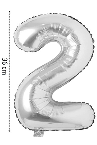 Çınar Aksesuar Folyo Balon Rakam Helyum Balon 36 Cm Gümüş Renk - Doğum Günü P...