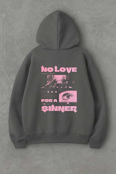 LORVEX Hanorac supradimensionat cu imprimeu pe spate No Love tricou