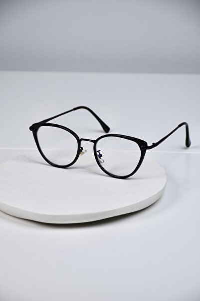 LOOKUP NEW Cat Eye 55 Ekartman Metal Şeffaf Kadın Erkek Unisex Mavi Işık Koru...