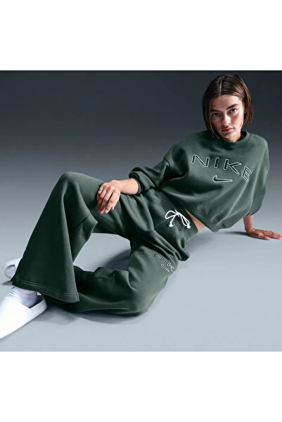 Nike Sportswear Phoenix Fleece Yüksek Belli Yeşil Kadın Eşofman Altı