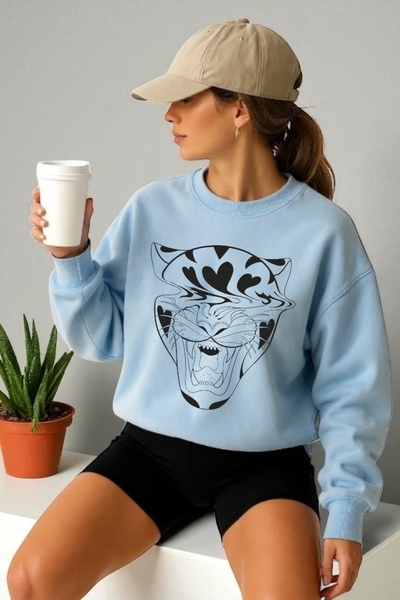 ArtYus Унисекс дълъг ръкав с тигров принт, трансферен печат, велосипедна яка,...