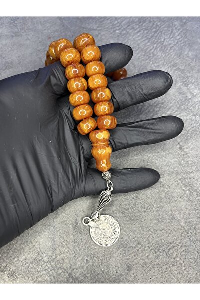 Mos Tespih Wheel Cut High-End Marbled Old Crimped Amber Prayer Beads